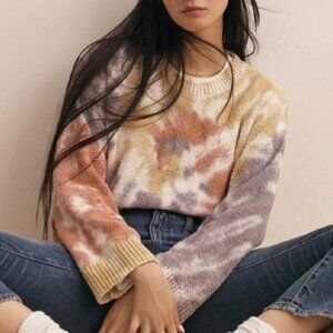 Madewell - Tie-Dye Westford Sweater AI200 | Size Small | White, Yellow, Purple